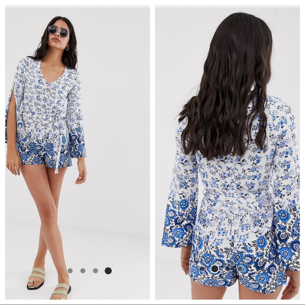 Parisian Long Sleeve Tie Waist Romper